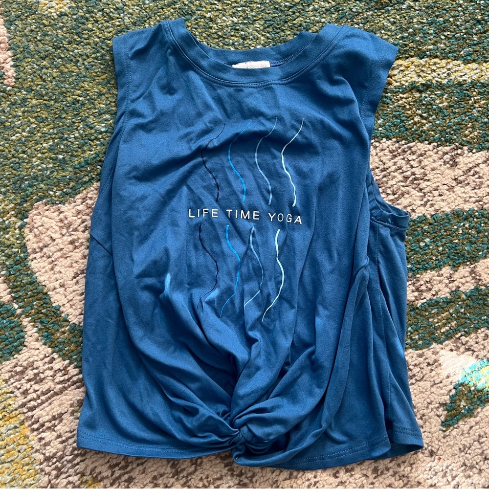 Muscle tee workout tank top blue lifetime yoga soft